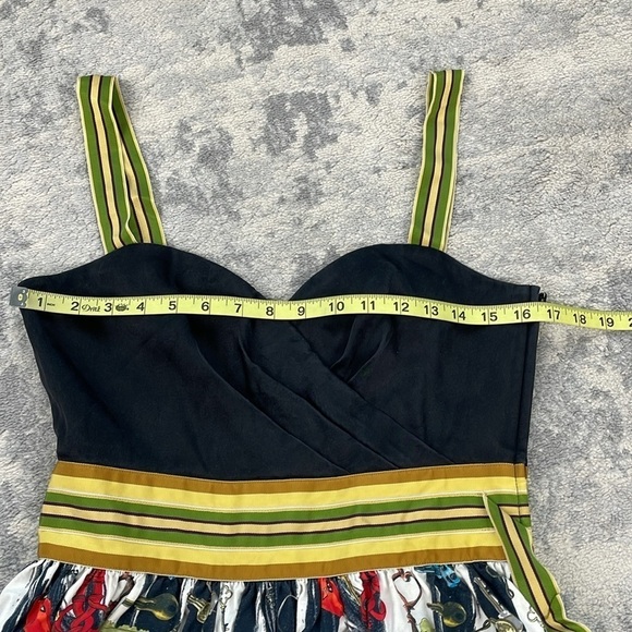 Diane Von Furstenberg Caran Keys Fit Flare Dress Ribbon Accent Sweetheart Sz 8 - Picture 9 of 16